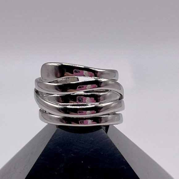 925 Sterling Stamped Adjustable Welded Stacked Wire Adjustable Boho Ring #1310 - Picture 6 of 12